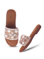 Load image into Gallery viewer, Stylish Handcrafted Flats with Shells, Beads &amp; Stones