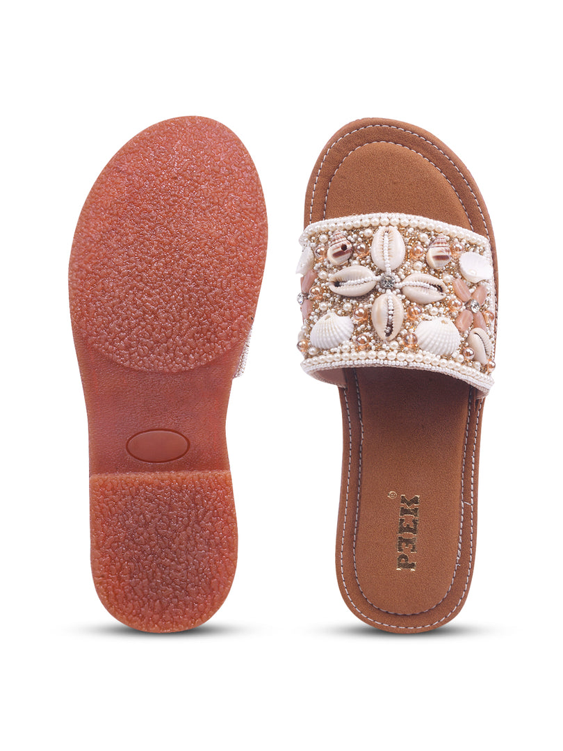 Stylish Handcrafted Flats with Shells, Beads & Stones