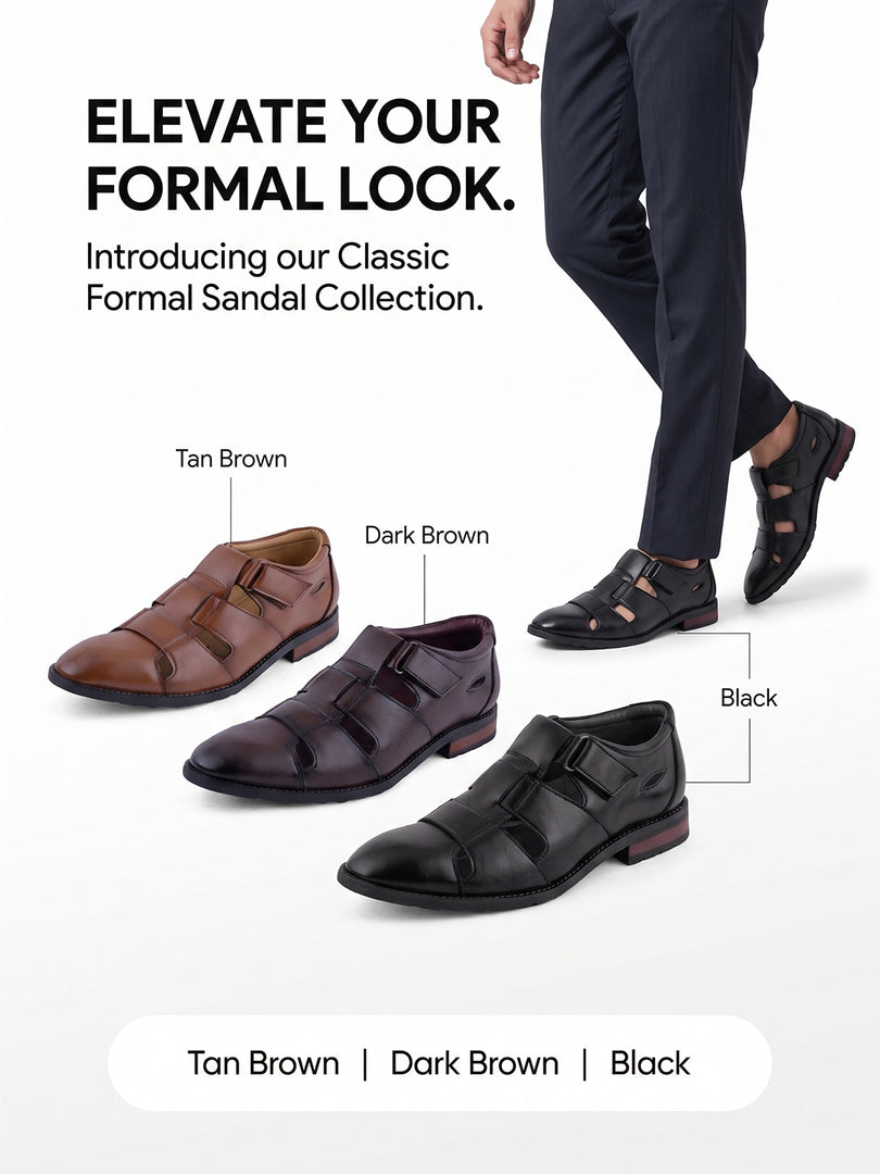 WAVEWALKER ROMAN-2 Men Black Faux Leather Ethnic Sandal