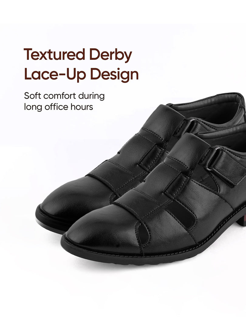 WAVEWALKER ROMAN-2 Men Black Faux Leather Ethnic Sandal