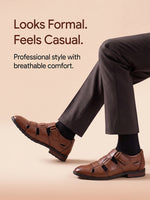 Load image into Gallery viewer, WAVEWALKER ROMAN-2 Men Black Faux Leather Ethnic Sandal