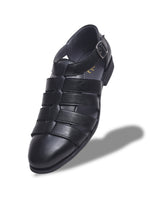 Load image into Gallery viewer, WAVEWALKER ROMAN Men Black Faux Leather Ethnic Sandal
