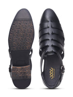 Load image into Gallery viewer, WAVEWALKER ROMAN Men Black Faux Leather Ethnic Sandal