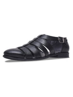 Load image into Gallery viewer, WAVEWALKER ROMAN Men Black Faux Leather Ethnic Sandal