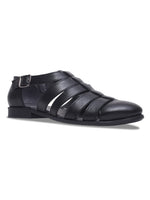 Load image into Gallery viewer, WAVEWALKER ROMAN Men Black Faux Leather Ethnic Sandal