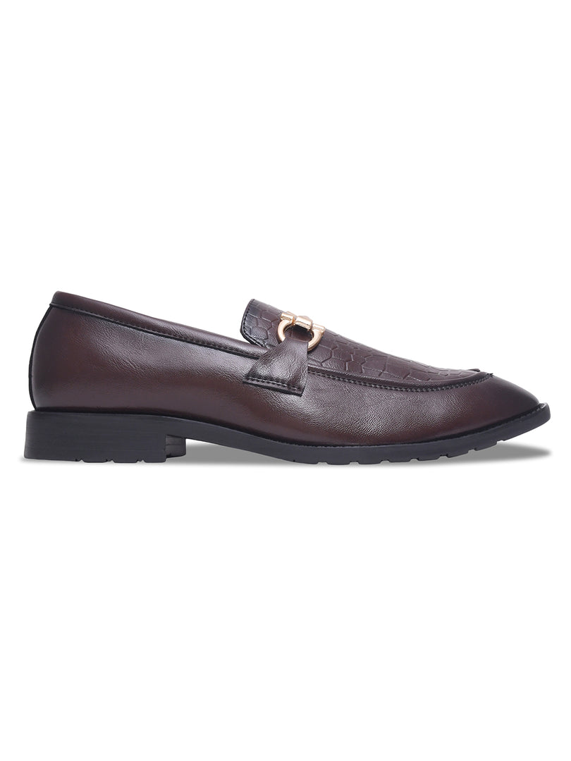 WAVEWALKER WOOD Men Black Faux Leather Slip-On Loafers